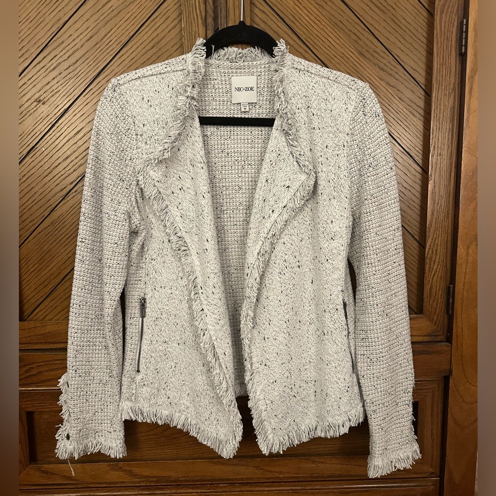 NIC + ZOE Fringe Mix Nit Jacket, Size M